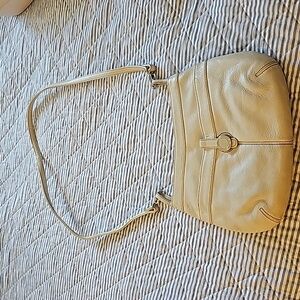 Cream colored leather Perlina cross body